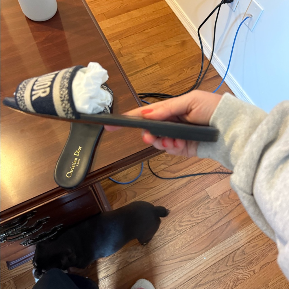 Christian Dior navy and cream Slides size 40 - Picture 6 of 14